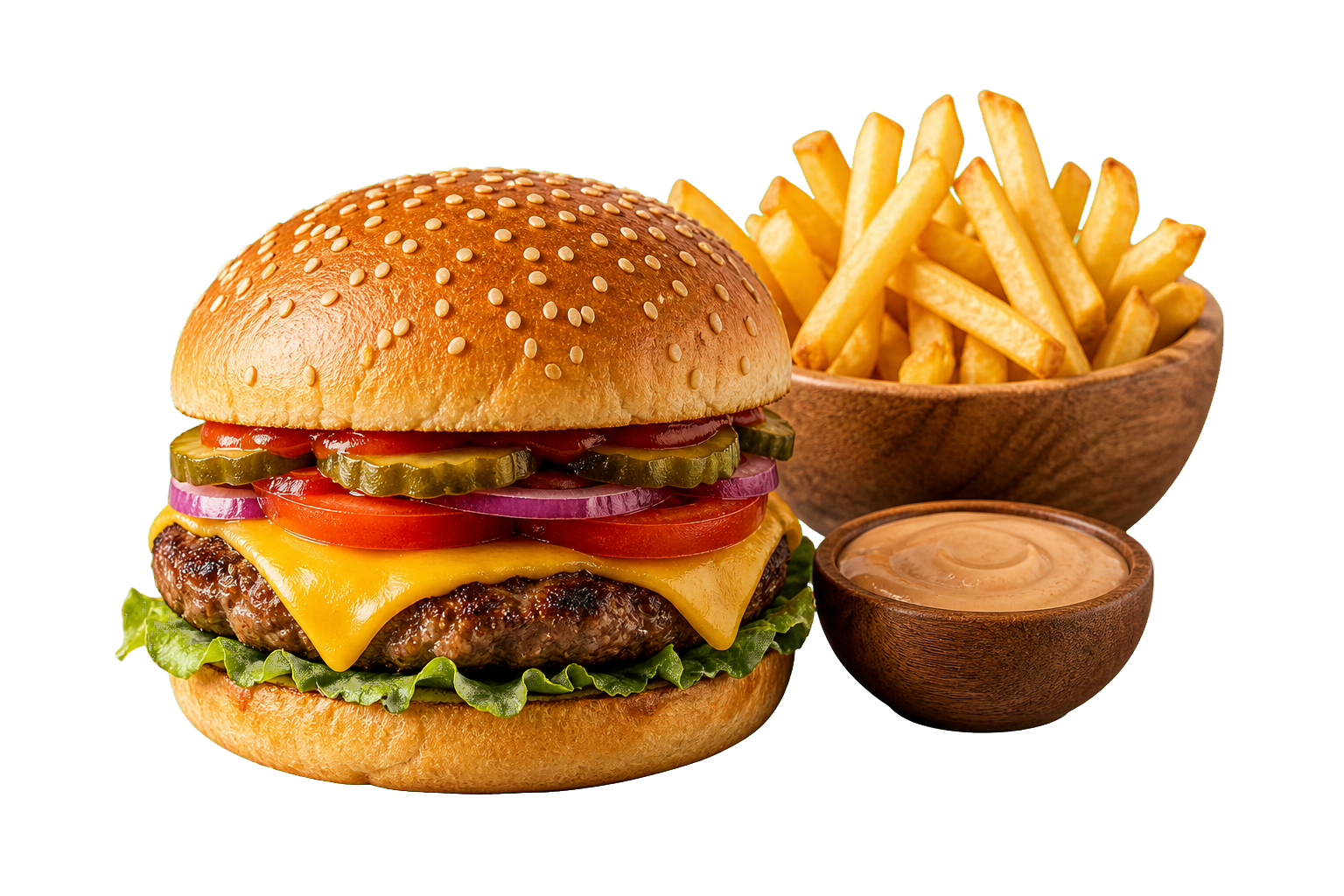 Burger z frytkami
